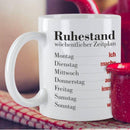 Tasse "Ruhestand - wöchentlicher Zeitplan" - Objectzz