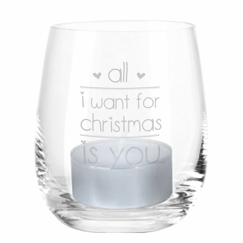 Windlicht "All I Want for Christmas is You" (versch. Motive)