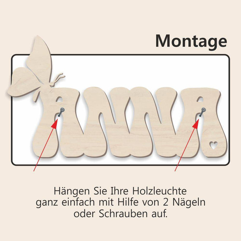 Personalisierte Holzlampe "Einhorn" - Objectzz