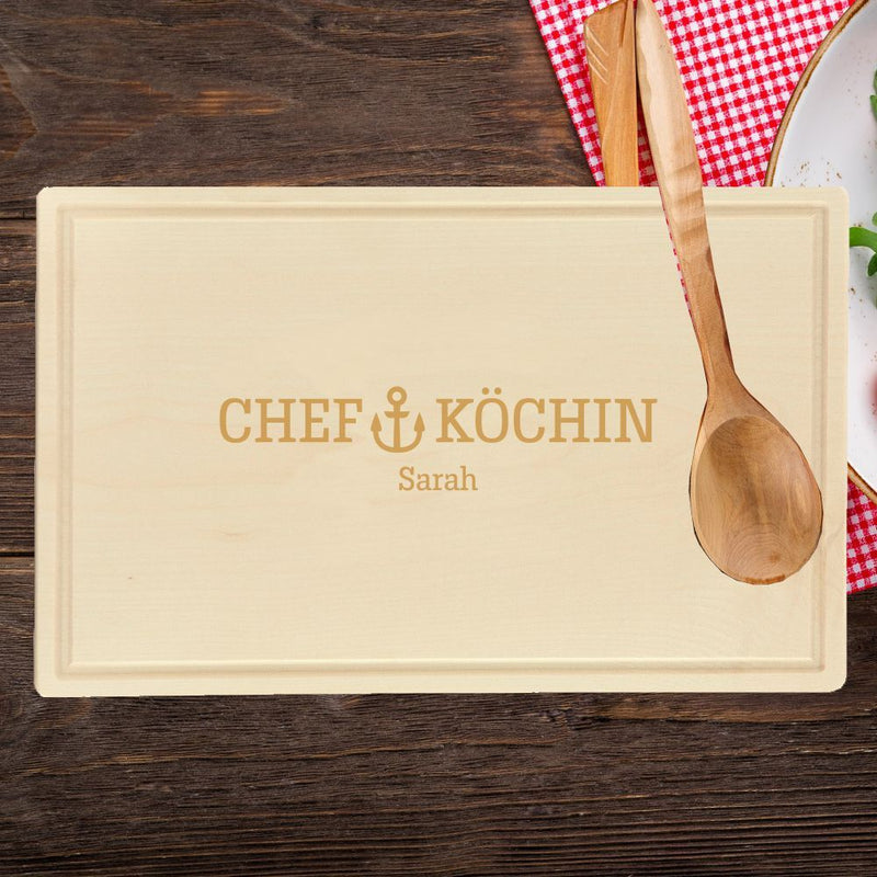 Schneidebrett "Chefkoch / Chefköchin" - personalisiert