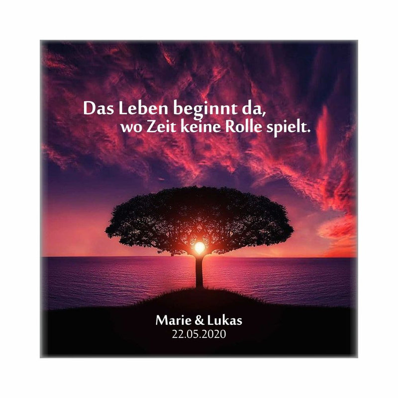 Personalisierte Leinwand "Das Leben beginnt da, wo Zeit keine Rolle spielt"
