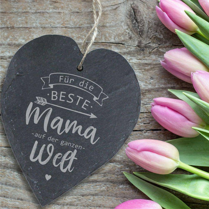 Schiefernherz für unsere liebe Mama, versch. Motive - Objectzz