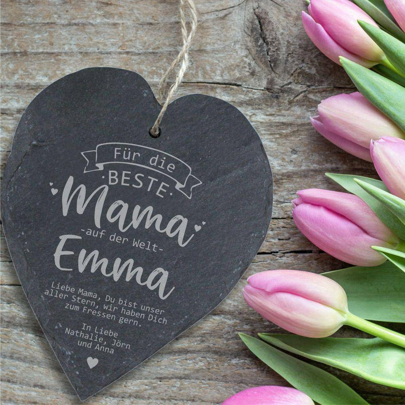 Schiefernherz: Beste Mama der Welt, personalisiert - Objectzz