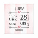 Personalisierte Leinwand zur Geburt - rosa