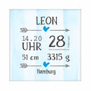 Personalisierte Leinwand zur Geburt - blau