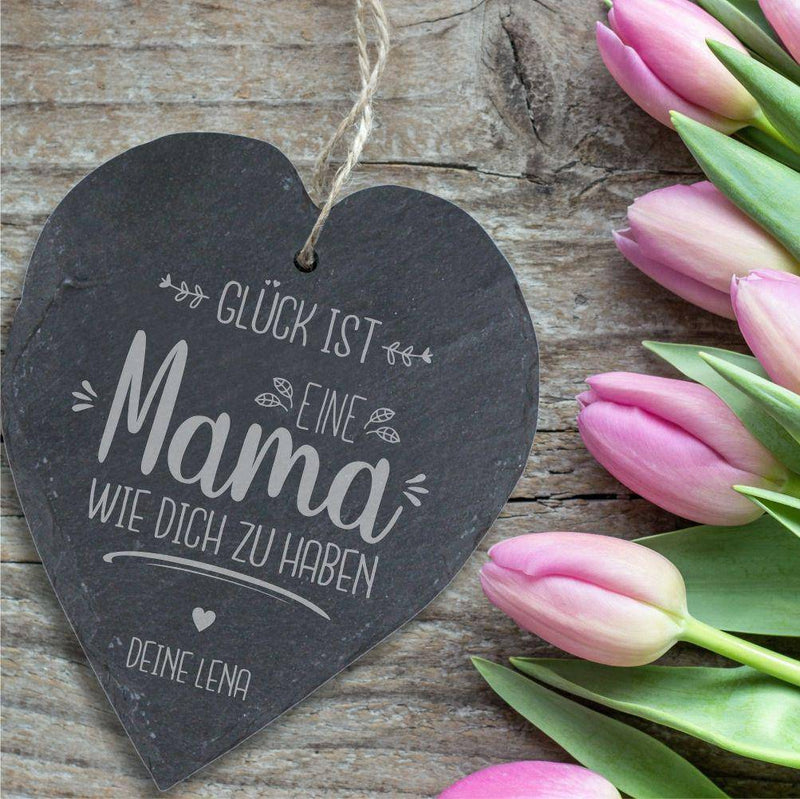 Schiefernherz: Glück ist eine Mama wie dich zu haben, personalisiert - Objectzz