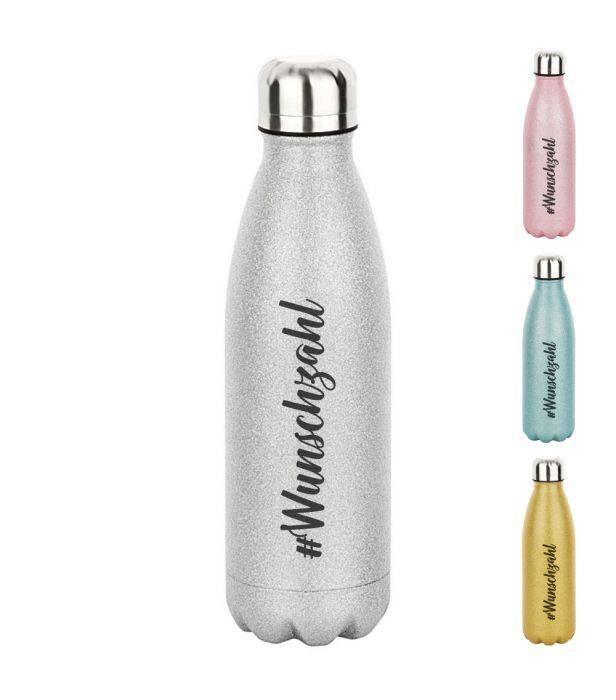 Personalisierte Glitzerflasche mit Wunschzahl - Objectzz