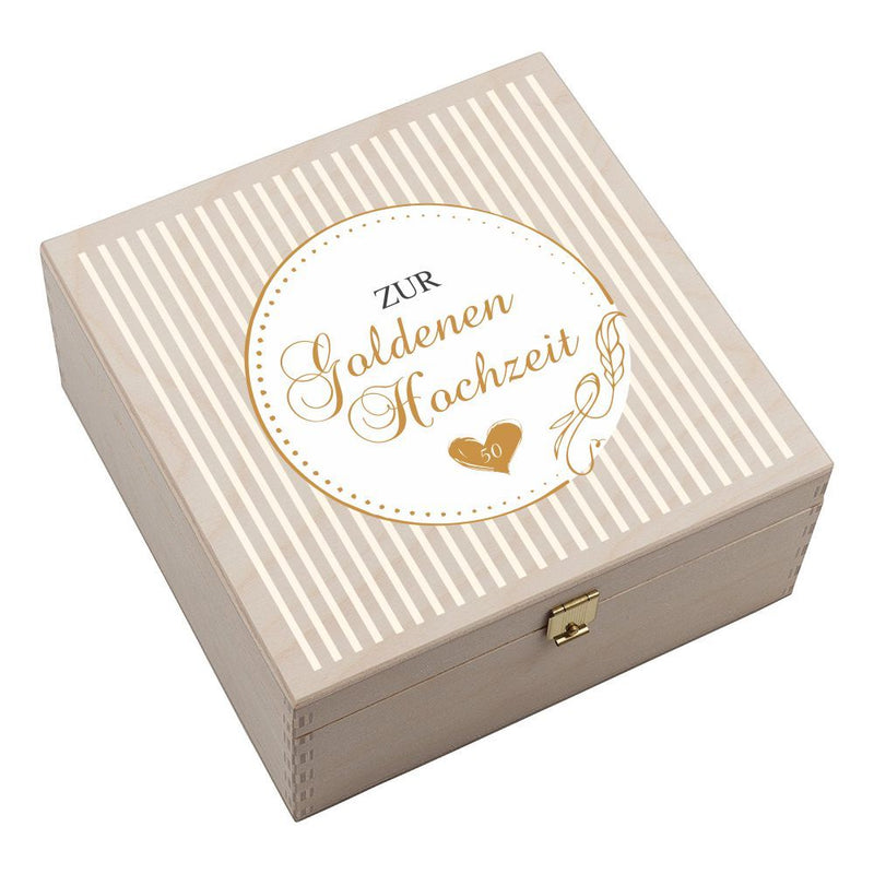 Hufeisen-Box "Zur Goldenen Hochzeit" (Streifen in weiß)