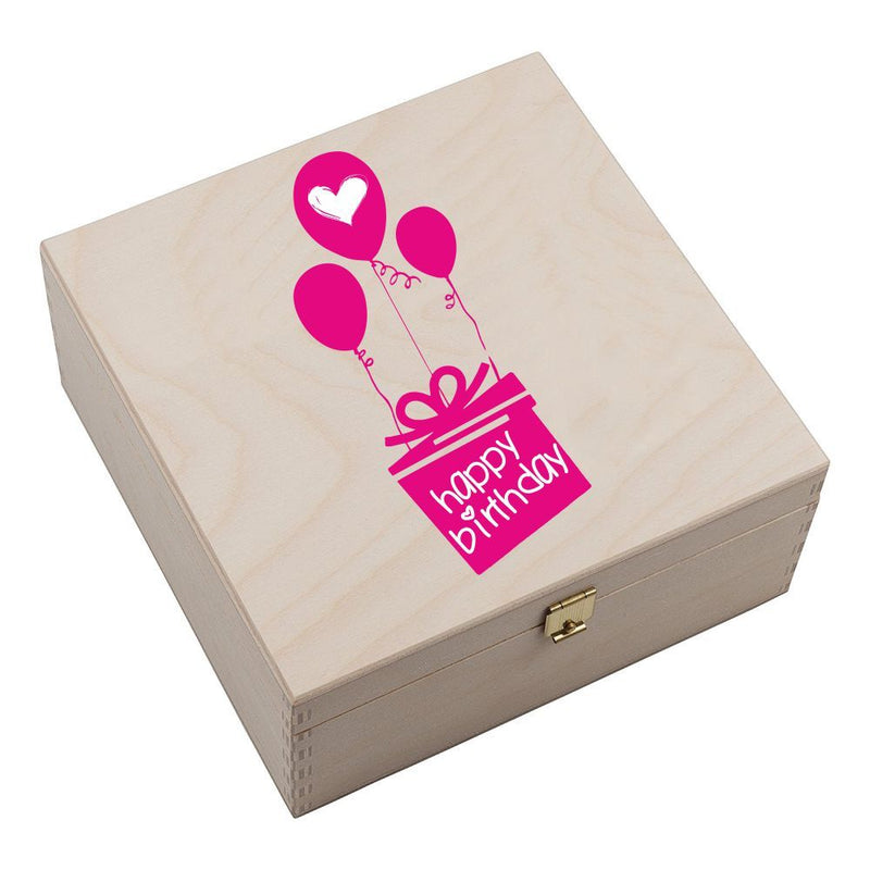 Hufeisen-Box "Happy Birthday" (pinke Luftballons)