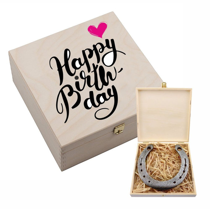 Hufeisen-Box "Happy Birthday" (pinkes Herz)