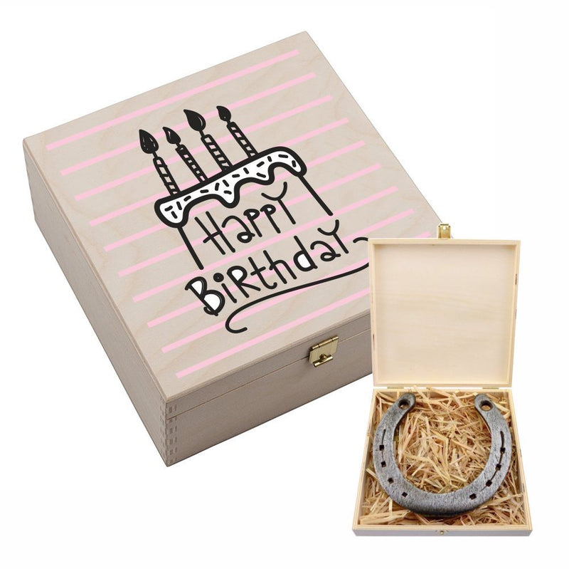 Hufeisen-Box "Happy Birthday" (Torte)