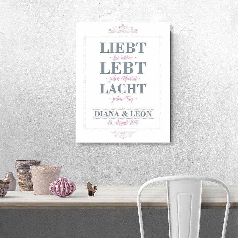 Personalisiertes Poster "Liebt, Lebt, Lacht"
