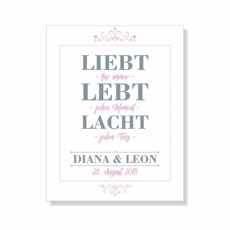 Personalisiertes Poster "Liebt, Lebt, Lacht"