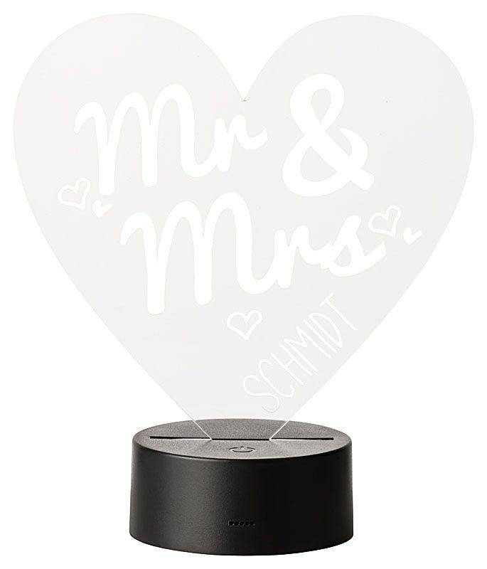 LED Motivlampe - personalisierte 3D Leuchte "Mr. & Mrs." - Objectzz