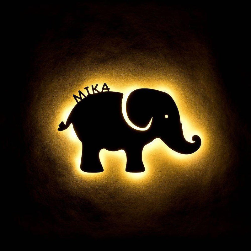 Personalisierte Holzlampe "Elefant" - Objectzz