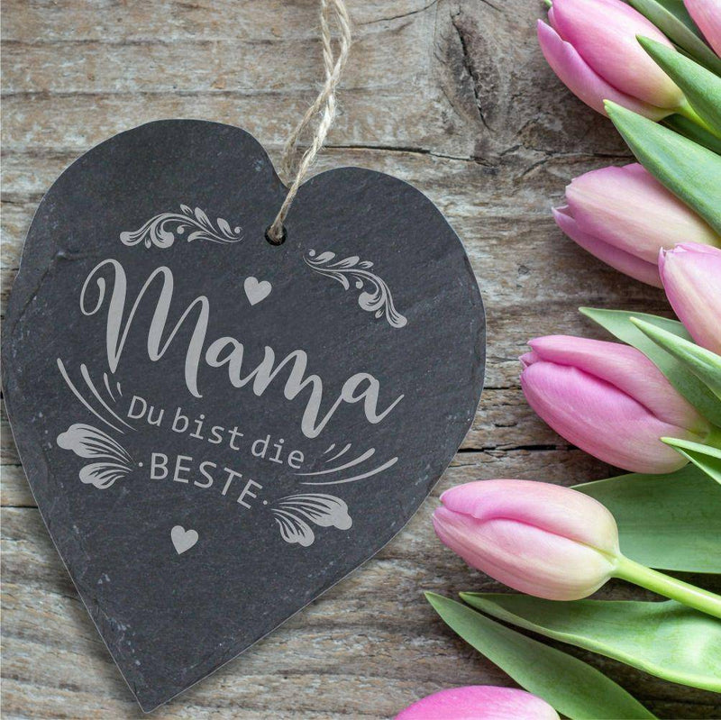 Schiefernherz für unsere liebe Mama, versch. Motive - Objectzz
