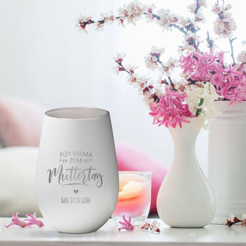Windlicht aus Glas - Für Mama - zum Muttertag, personalisiert - Objectzz