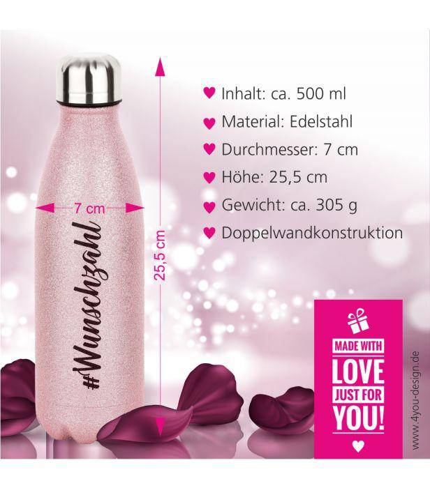 Personalisierte Glitzerflasche mit Wunschzahl - Objectzz