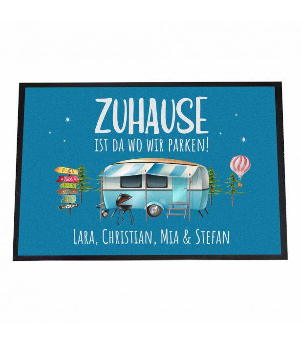 Fußmatte: Zuhause ist da wo wir parken, personalisiert - Objectzz